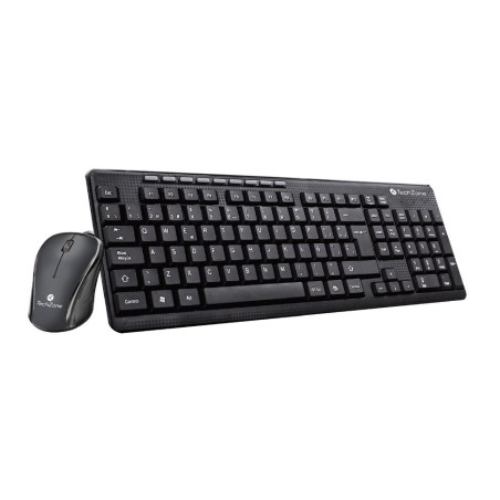 Kit teclado y mouse alambrico techzoneusb negro multimedia