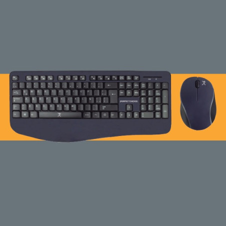 Kit teclado y mouse Perfect Choice Black Round negro inalambrico