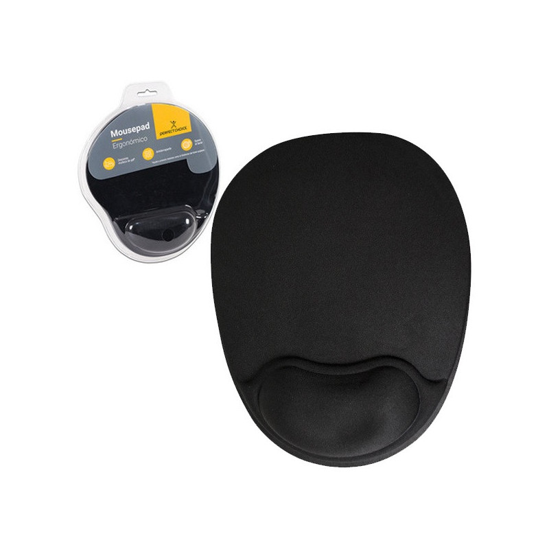 Mousepad Perfect Choice negro con descansa muñecas de gel 20x26cm grosor 2mm Mousepad Perfect Choice negro con descansa muñecas de gel 20x26cm grosor 2mm